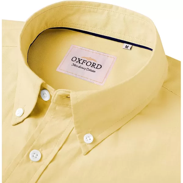 Alimens &amp; Gentle Men's Short Sleeve Oxford Shirt Regular Fit Button Down Collar Shirts with Pocket