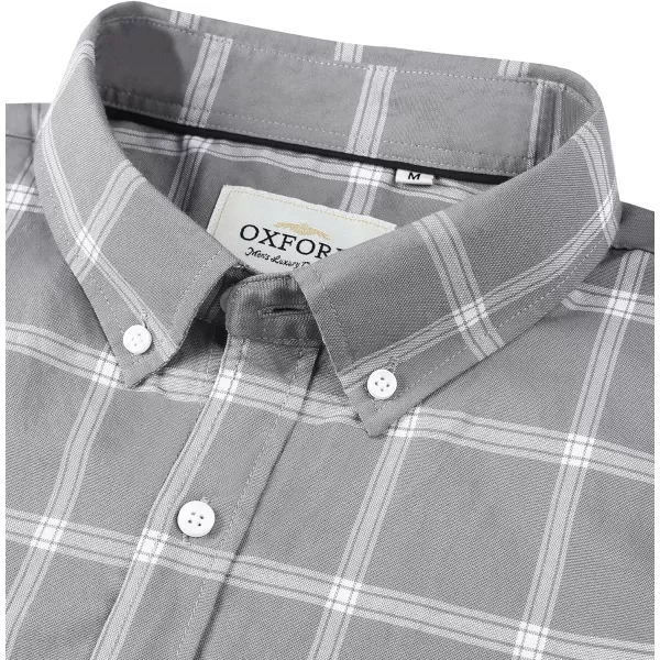 Alimens &amp; Gentle Men's Short Sleeve Oxford Shirt Regular Fit Button Down Collar Shirts with Pocket