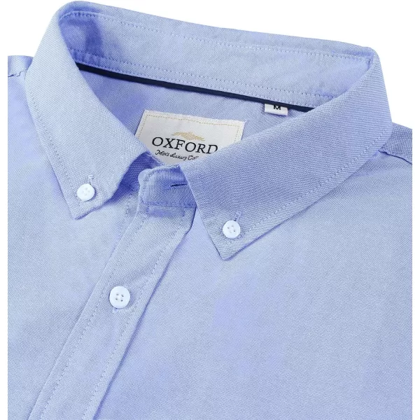 Alimens &amp; Gentle Men's Short Sleeve Oxford Shirt Regular Fit Button Down Collar Shirts with Pocket