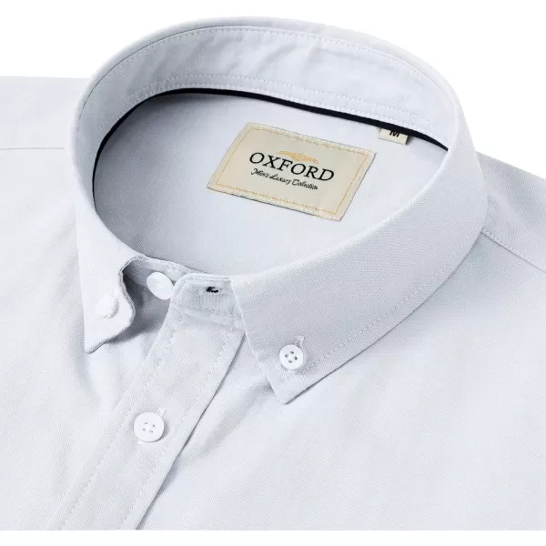 Alimens &amp; Gentle Men's Short Sleeve Oxford Shirt Regular Fit Button Down Collar Shirts with Pocket