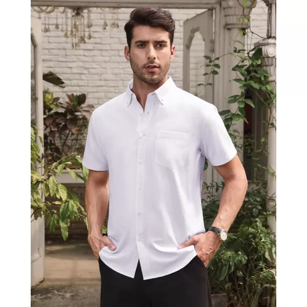 Alimens &amp; Gentle Men's Short Sleeve Oxford Shirt Regular Fit Button Down Collar Shirts with Pocket
