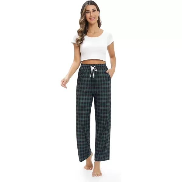 Alimens &amp; Gentle Womens Pajama Pants Plaid Stretch Comfy Lounge Pants Drawstring Sleep Bottoms with Pockets