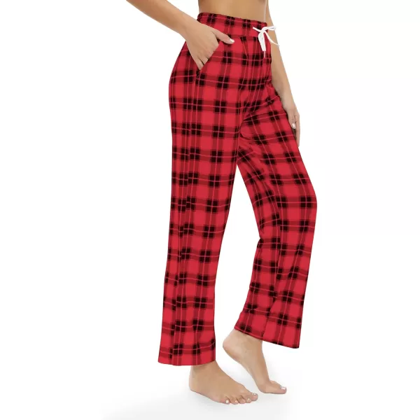 Alimens &amp; Gentle Womens Pajama Pants Plaid Stretch Comfy Lounge Pants Drawstring Sleep Bottoms with Pockets
