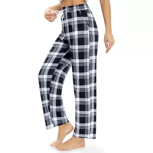 Alimens &amp; Gentle Womens Pajama Pants Plaid Stretch Comfy Lounge Pants Drawstring Sleep Bottoms with Pockets