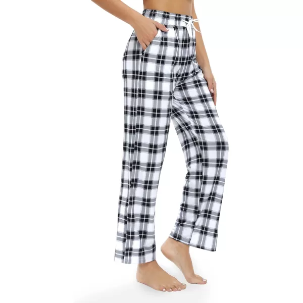 Alimens &amp; Gentle Womens Pajama Pants Plaid Stretch Comfy Lounge Pants Drawstring Sleep Bottoms with Pockets