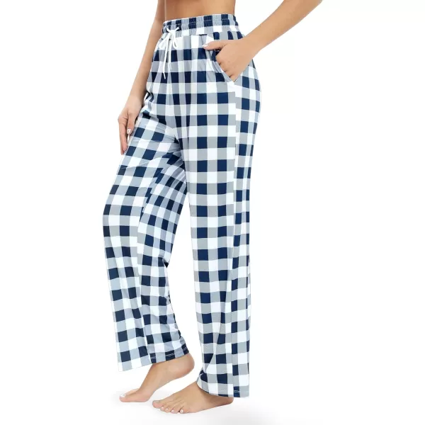 Alimens &amp; Gentle Womens Pajama Pants Plaid Stretch Comfy Lounge Pants Drawstring Sleep Bottoms with Pockets