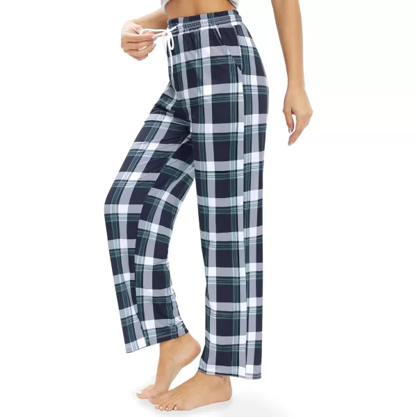 Alimens &amp; Gentle Womens Pajama Pants Plaid Stretch Comfy Lounge Pants Drawstring Sleep Bottoms with Pockets