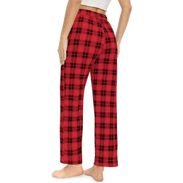Alimens &amp; Gentle Womens Pajama Pants Plaid Stretch Comfy Lounge Pants Drawstring Sleep Bottoms with Pockets