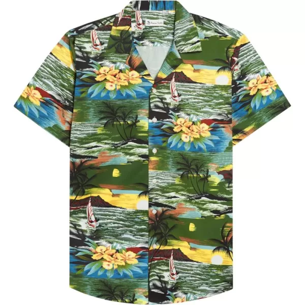 Alimens &amp; Gentle Cotton Regular Fit Short Sleeve Casual Hawaiian Shirt for Men