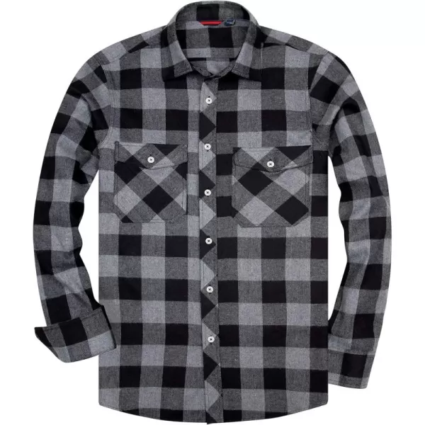 Alimens &amp; Gentle Men's Button Down Regular Fit Long Sleeve Plaid Flannel Casual Shirts