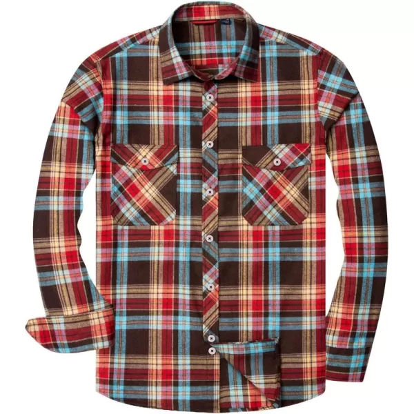 Alimens &amp; Gentle Men's Button Down Regular Fit Long Sleeve Plaid Flannel Casual Shirts