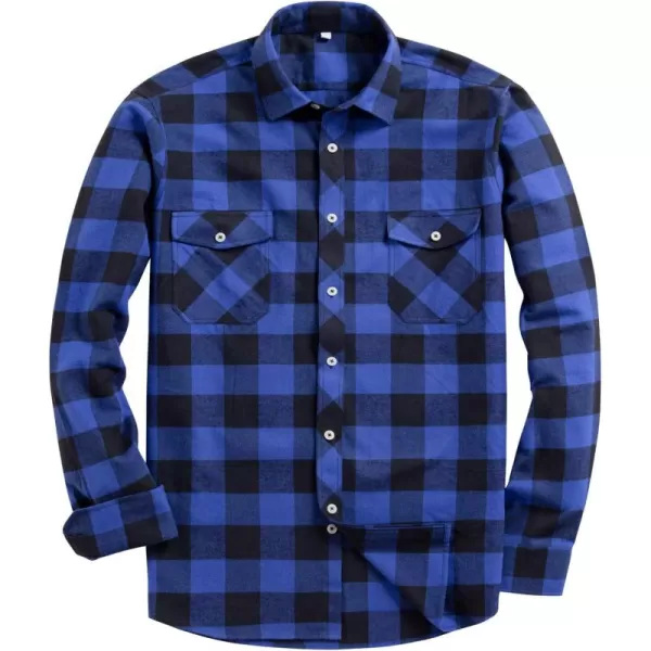 Alimens &amp; Gentle Men's Button Down Regular Fit Long Sleeve Plaid Flannel Casual Shirts