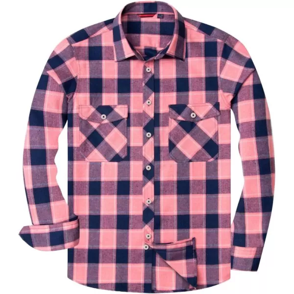 Alimens &amp; Gentle Men's Button Down Regular Fit Long Sleeve Plaid Flannel Casual Shirts