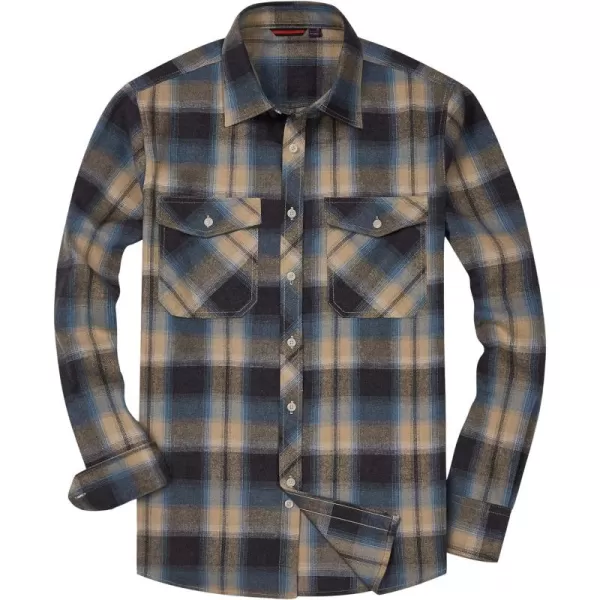 Alimens &amp; Gentle Men's Button Down Regular Fit Long Sleeve Plaid Flannel Casual Shirts