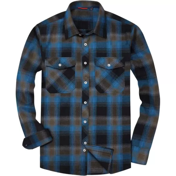 Alimens &amp; Gentle Men's Button Down Regular Fit Long Sleeve Plaid Flannel Casual Shirts