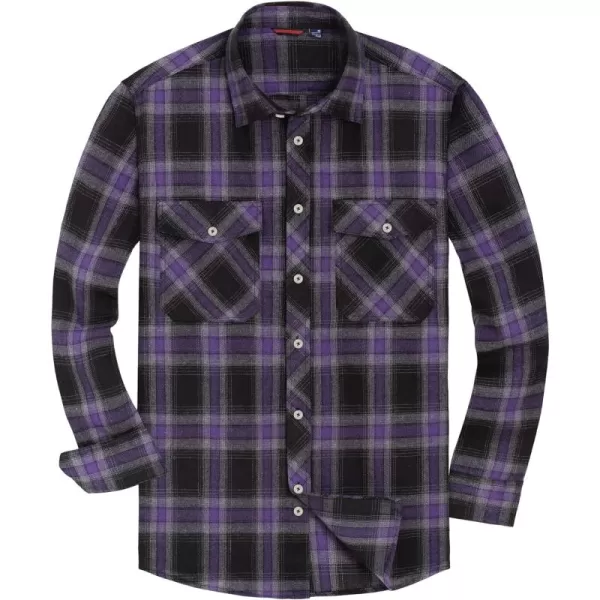 Alimens &amp; Gentle Men's Button Down Regular Fit Long Sleeve Plaid Flannel Casual Shirts