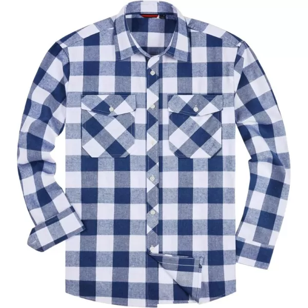 Alimens &amp; Gentle Men's Button Down Regular Fit Long Sleeve Plaid Flannel Casual Shirts