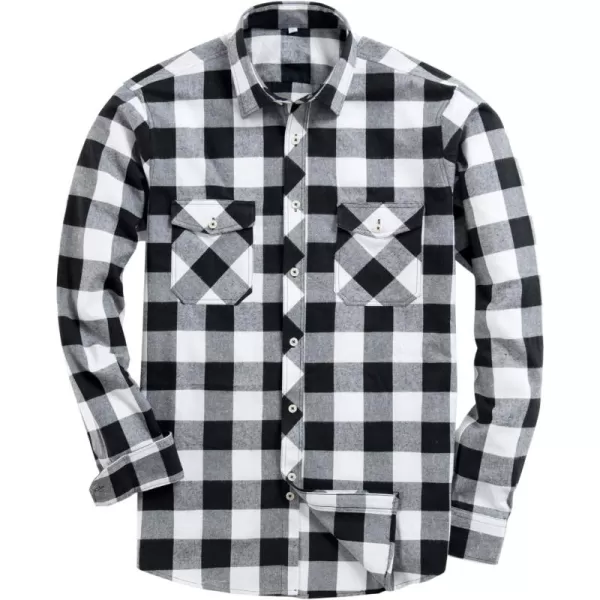 Alimens &amp; Gentle Men's Button Down Regular Fit Long Sleeve Plaid Flannel Casual Shirts