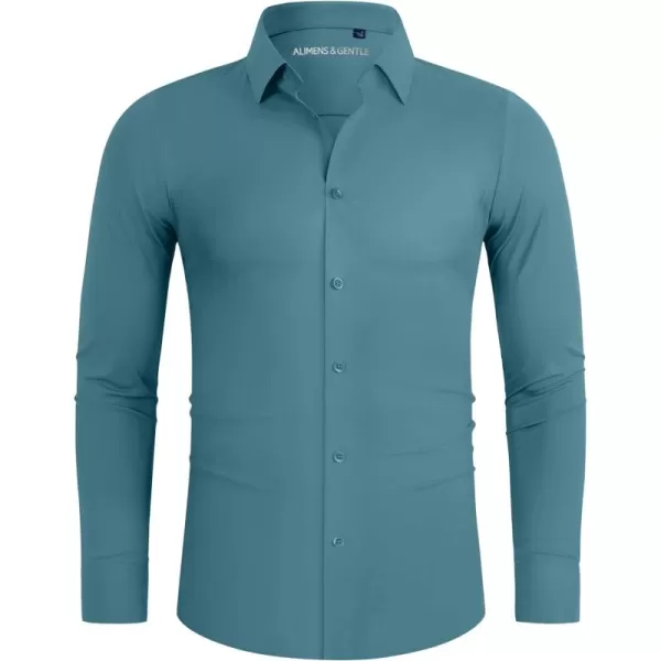 Alimens &amp; Gentle Men's Dress Shirts 16-Way Stretch Slim Fit Long Sleeve Button Down Shirts Wrinkle Free Traveler Shirts