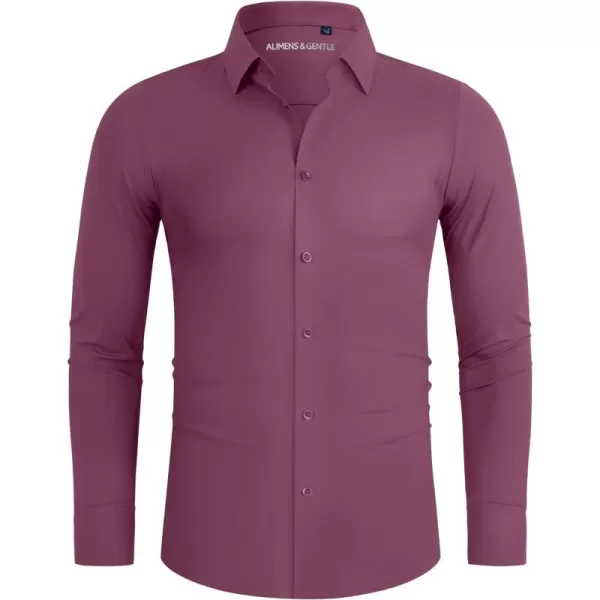 Alimens &amp; Gentle Men's Dress Shirts 16-Way Stretch Slim Fit Long Sleeve Button Down Shirts Wrinkle Free Traveler Shirts