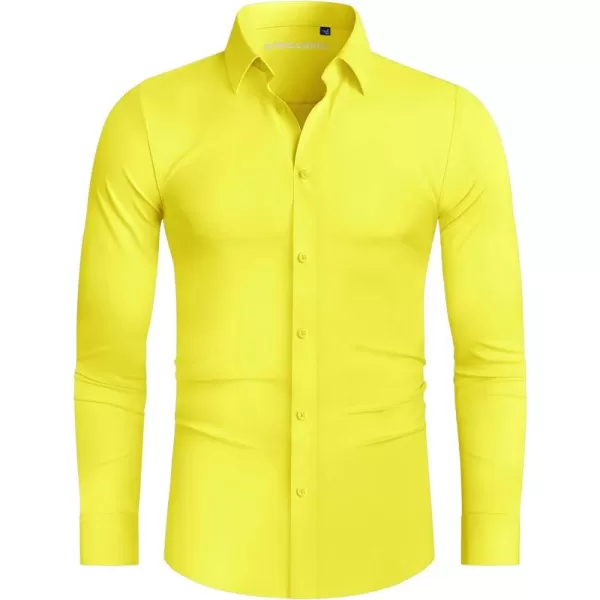 Alimens &amp; Gentle Men's Dress Shirts 16-Way Stretch Slim Fit Long Sleeve Button Down Shirts Wrinkle Free Traveler Shirts