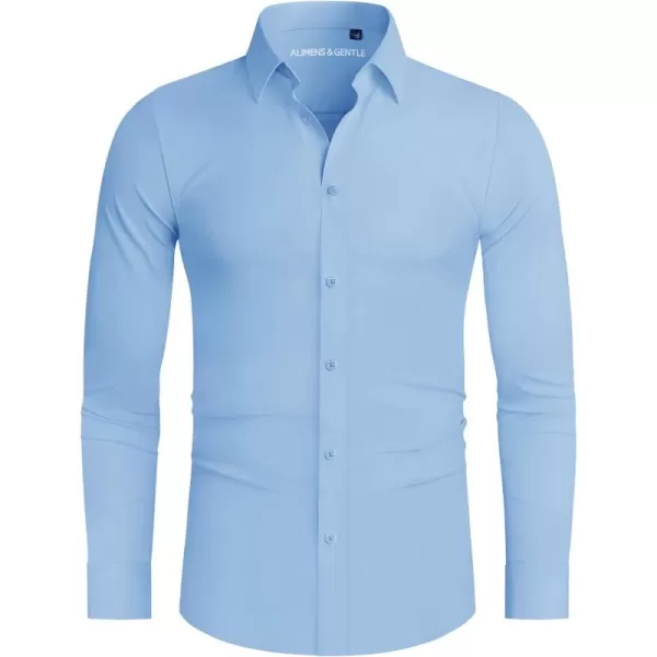Alimens &amp; Gentle Men's Dress Shirts 16-Way Stretch Slim Fit Long Sleeve Button Down Shirts Wrinkle Free Traveler Shirts