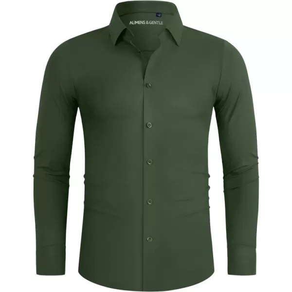 Alimens &amp; Gentle Men's Dress Shirts 16-Way Stretch Slim Fit Long Sleeve Button Down Shirts Wrinkle Free Traveler Shirts