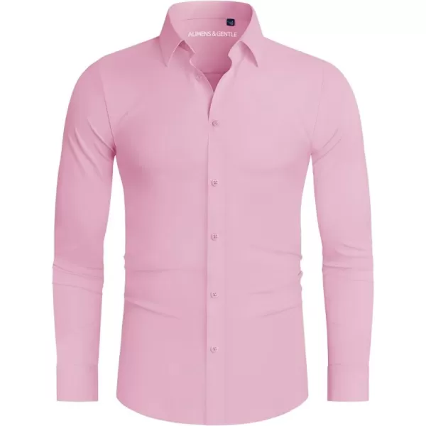 Alimens &amp; Gentle Men's Dress Shirts 16-Way Stretch Slim Fit Long Sleeve Button Down Shirts Wrinkle Free Traveler Shirts