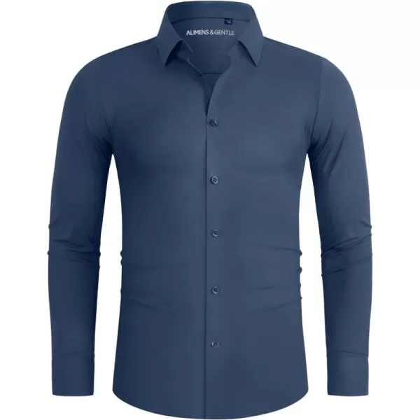Alimens &amp; Gentle Men's Dress Shirts 16-Way Stretch Slim Fit Long Sleeve Button Down Shirts Wrinkle Free Traveler Shirts