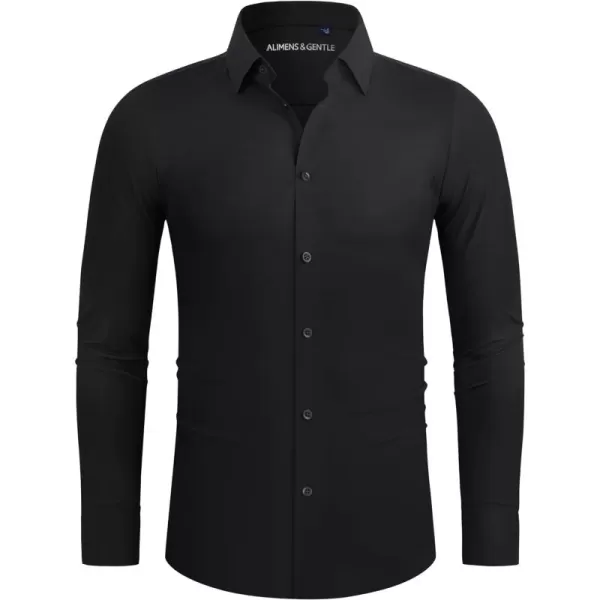 Alimens &amp; Gentle Men's Dress Shirts 16-Way Stretch Slim Fit Long Sleeve Button Down Shirts Wrinkle Free Traveler Shirts