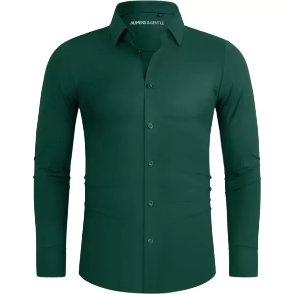 Alimens &amp; Gentle Men's Dress Shirts 16-Way Stretch Slim Fit Long Sleeve Button Down Shirts Wrinkle Free Traveler Shirts