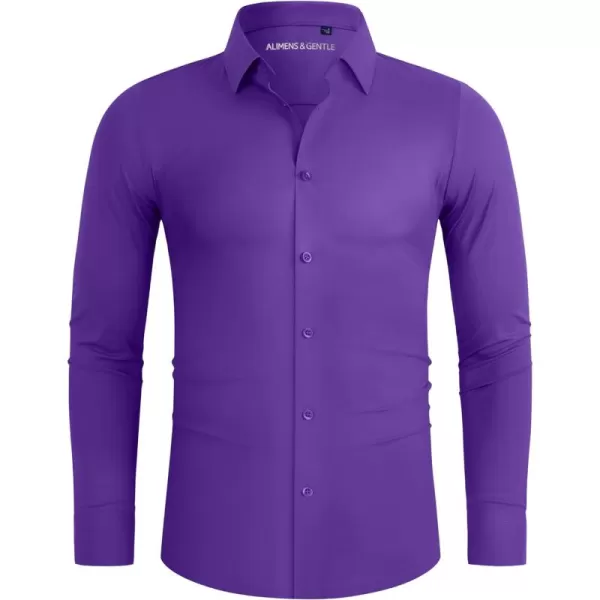 Alimens &amp; Gentle Men's Dress Shirts 16-Way Stretch Slim Fit Long Sleeve Button Down Shirts Wrinkle Free Traveler Shirts