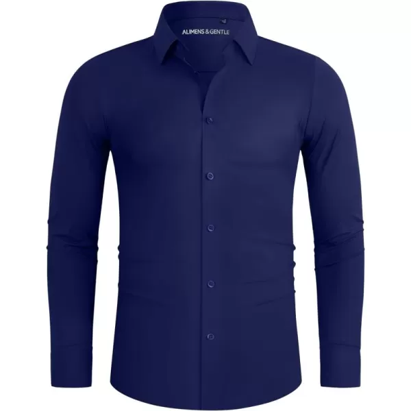 Alimens &amp; Gentle Men's Dress Shirts 16-Way Stretch Slim Fit Long Sleeve Button Down Shirts Wrinkle Free Traveler Shirts