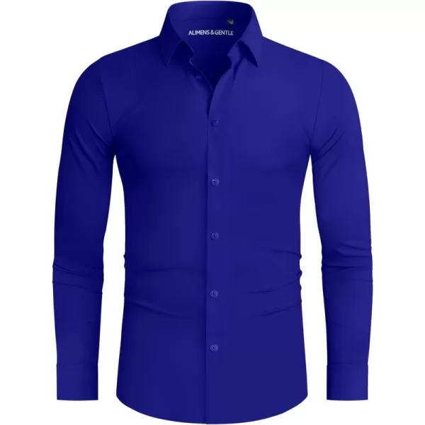 Alimens &amp; Gentle Men's Dress Shirts 16-Way Stretch Slim Fit Long Sleeve Button Down Shirts Wrinkle Free Traveler Shirts