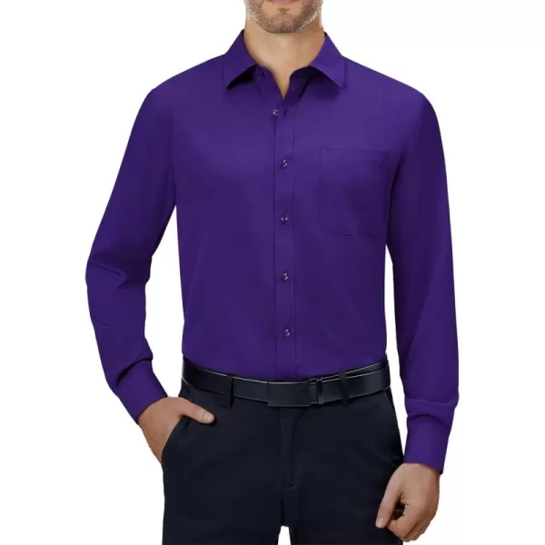 Alimens &amp; Gentle Mens Dress Shirts 4-Way Stretch Long Sleeve Collared Casual Solid Wedding Dating Button Down Shirt