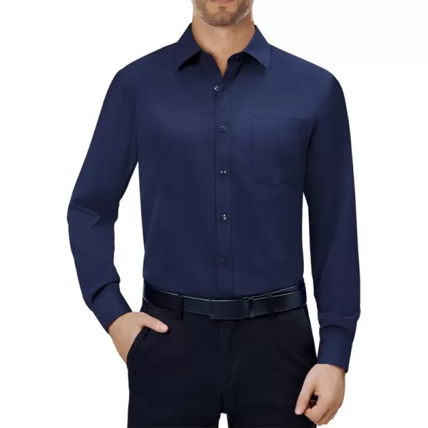 Alimens &amp; Gentle Mens Dress Shirts 4-Way Stretch Long Sleeve Collared Casual Solid Wedding Dating Button Down Shirt