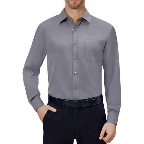 Alimens &amp; Gentle Mens Dress Shirts 4-Way Stretch Long Sleeve Collared Casual Solid Wedding Dating Button Down Shirt