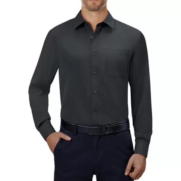 Alimens &amp; Gentle Mens Dress Shirts 4-Way Stretch Long Sleeve Collared Casual Solid Wedding Dating Button Down Shirt