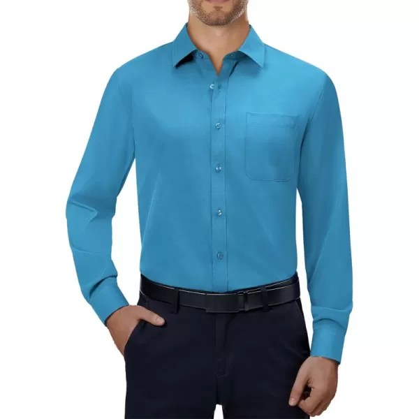 Alimens &amp; Gentle Mens Dress Shirts 4-Way Stretch Long Sleeve Collared Casual Solid Wedding Dating Button Down Shirt
