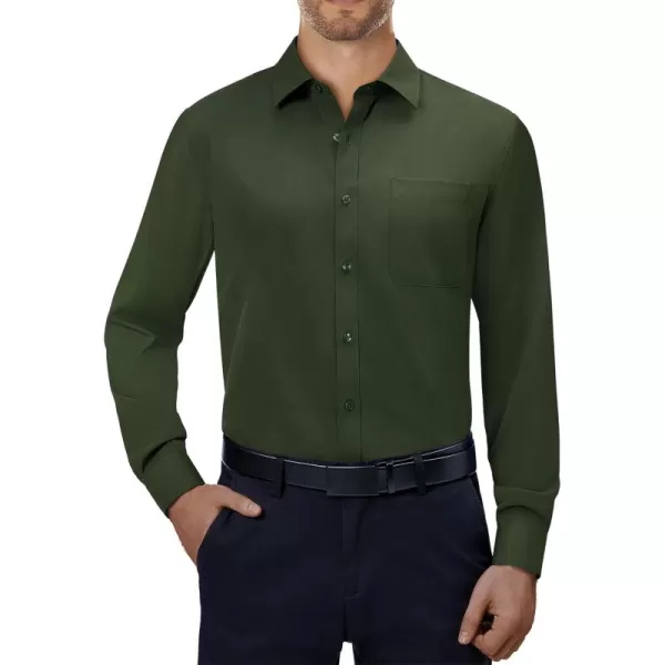 Alimens &amp; Gentle Mens Dress Shirts 4-Way Stretch Long Sleeve Collared Casual Solid Wedding Dating Button Down Shirt
