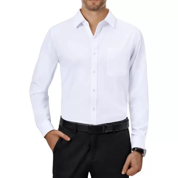 Alimens &amp; Gentle Mens Dress Shirts 4-Way Stretch Long Sleeve Collared Casual Solid Wedding Dating Button Down Shirt