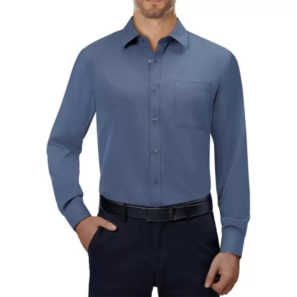 Alimens &amp; Gentle Mens Dress Shirts 4-Way Stretch Long Sleeve Collared Casual Solid Wedding Dating Button Down Shirt