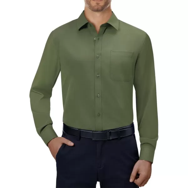 Alimens &amp; Gentle Mens Dress Shirts 4-Way Stretch Long Sleeve Collared Casual Solid Wedding Dating Button Down Shirt
