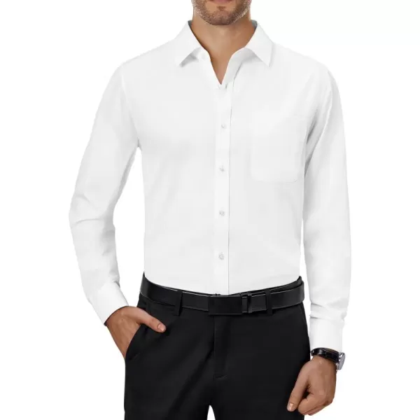Alimens &amp; Gentle Mens Dress Shirts 4-Way Stretch Long Sleeve Collared Casual Solid Wedding Dating Button Down Shirt