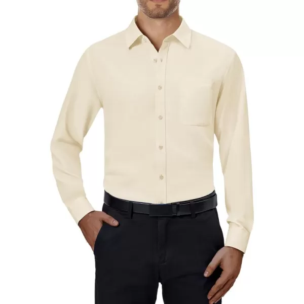Alimens &amp; Gentle Mens Dress Shirts 4-Way Stretch Long Sleeve Collared Casual Solid Wedding Dating Button Down Shirt