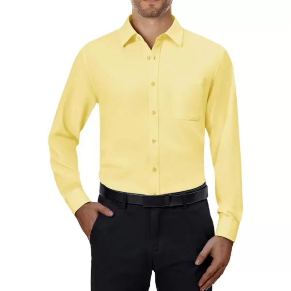 Alimens &amp; Gentle Mens Dress Shirts 4-Way Stretch Long Sleeve Collared Casual Solid Wedding Dating Button Down Shirt