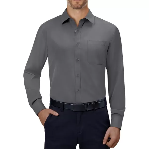 Alimens &amp; Gentle Mens Dress Shirts 4-Way Stretch Long Sleeve Collared Casual Solid Wedding Dating Button Down Shirt