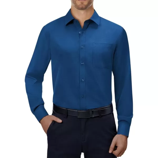 Alimens &amp; Gentle Mens Dress Shirts 4-Way Stretch Long Sleeve Collared Casual Solid Wedding Dating Button Down Shirt