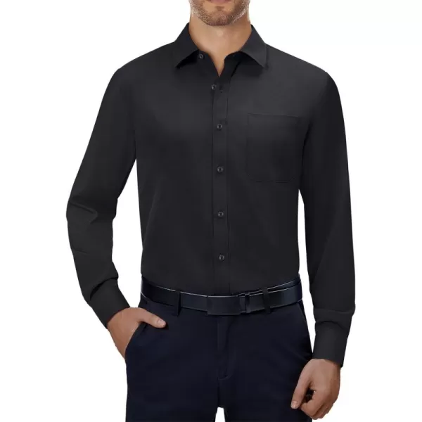 Alimens &amp; Gentle Mens Dress Shirts 4-Way Stretch Long Sleeve Collared Casual Solid Wedding Dating Button Down Shirt