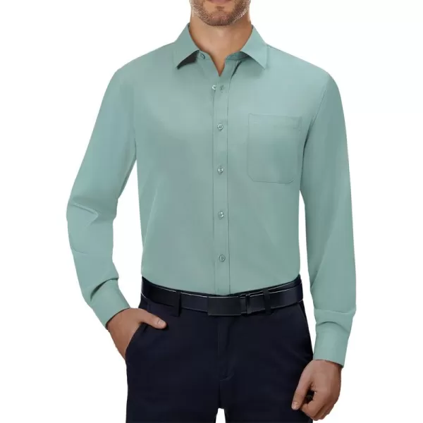 Alimens &amp; Gentle Mens Dress Shirts 4-Way Stretch Long Sleeve Collared Casual Solid Wedding Dating Button Down Shirt